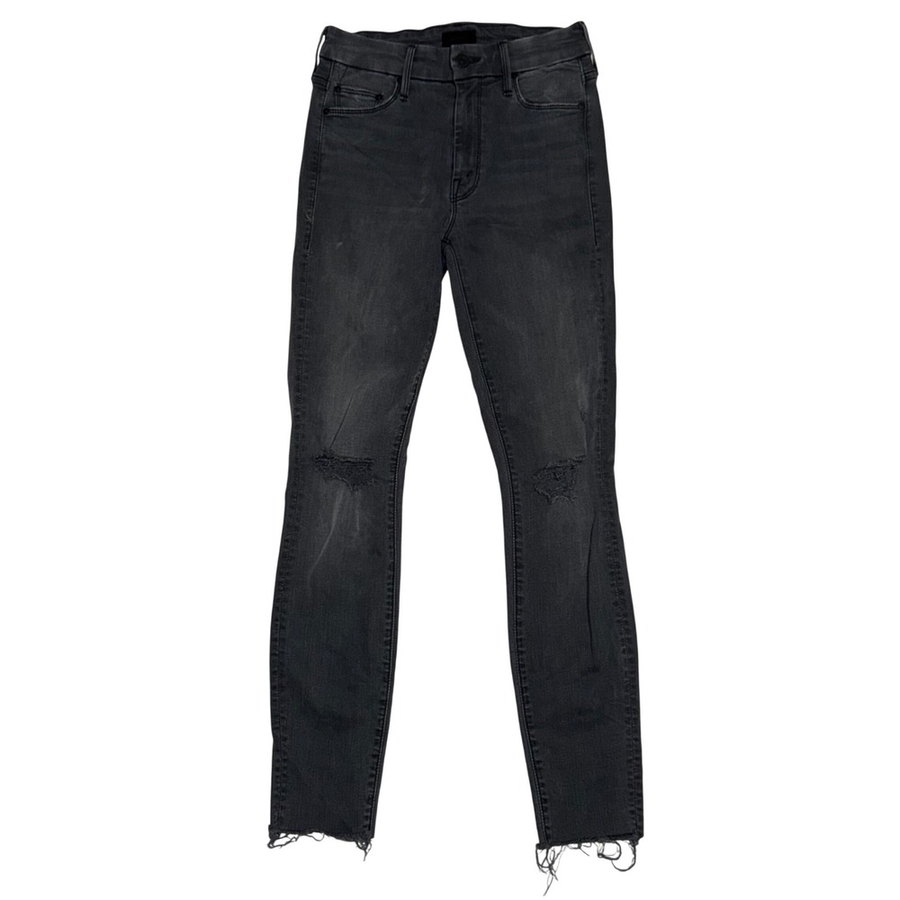 MOTHER The Hustler Ankle Fray 25 Grey Distressed Skinny Lighting Up Lanterns